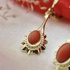Image 9 of Vintage gold earrings with blood coral