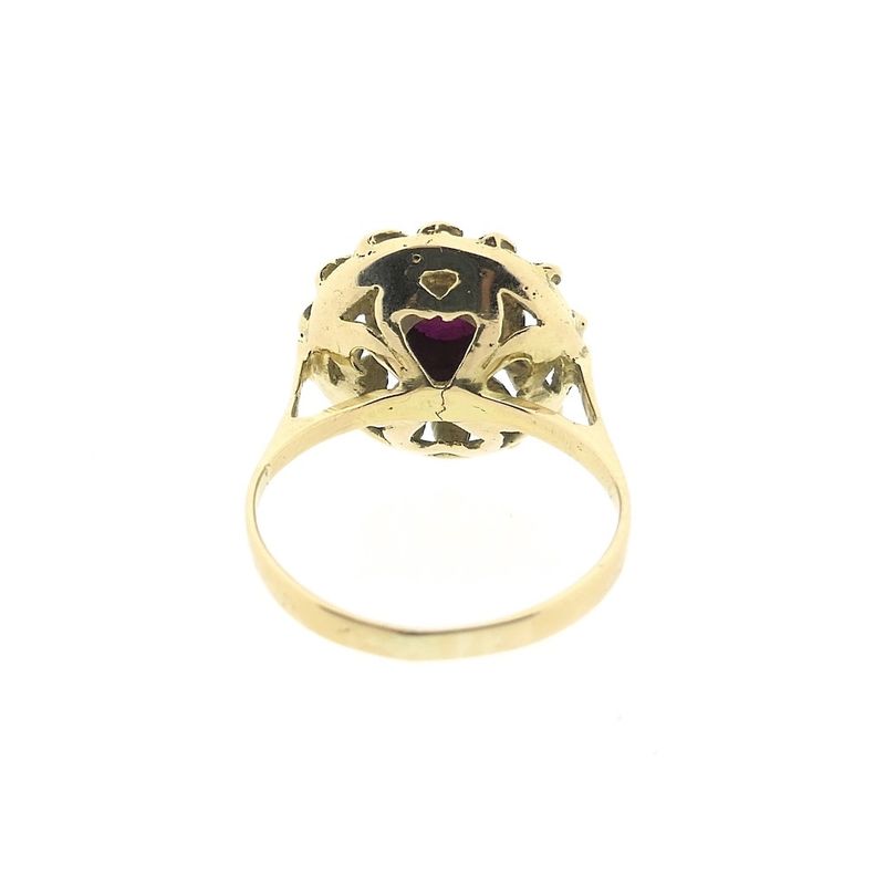 Image 5 of Vintage gold floral ring with ruby