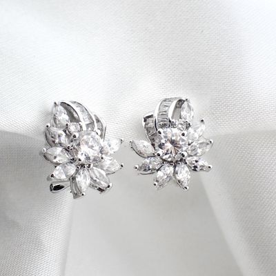 Image 2 of 18 carat white gold stud earrings with zirconia stones