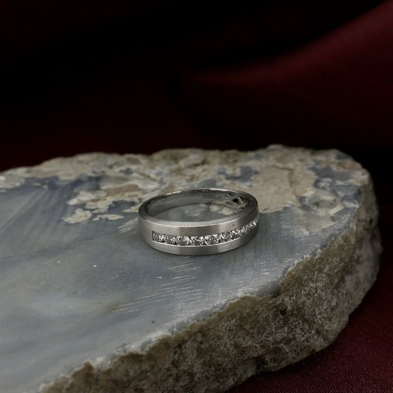 Image 2 of Platinum row ring with diamonds