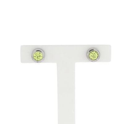 Image 1 of Silver stud earrings with green zirconia