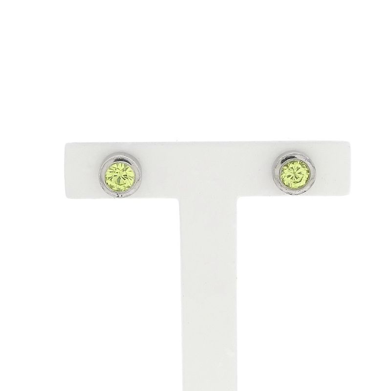 Image 1 of Silver stud earrings with green zirconia