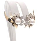 Image 8 of Vintage two-tone gold clip-on earrings with pearls