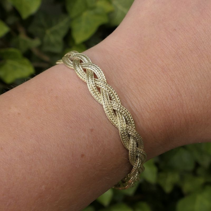 Image 10 of Gold braided foxtail link bracelet | 18.5 cm