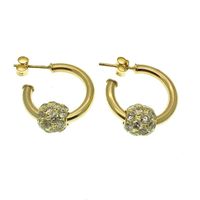 Yellow gold earrings with zirconia charm | Ø 20 mm