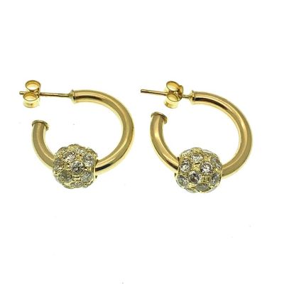 Image 1 of Yellow gold earrings with zirconia charm | Ø 20 mm