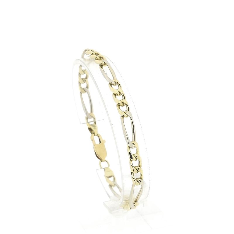 Image 1 of Two-tone gold Figaro link bracelet