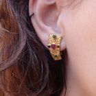 Image 3 of Golden oriental stud earrings with ruby, sapphire and emerald