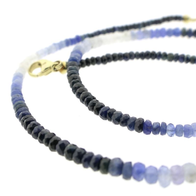 Image 8 of Multi-colored sapphire bead necklace with gold clasp