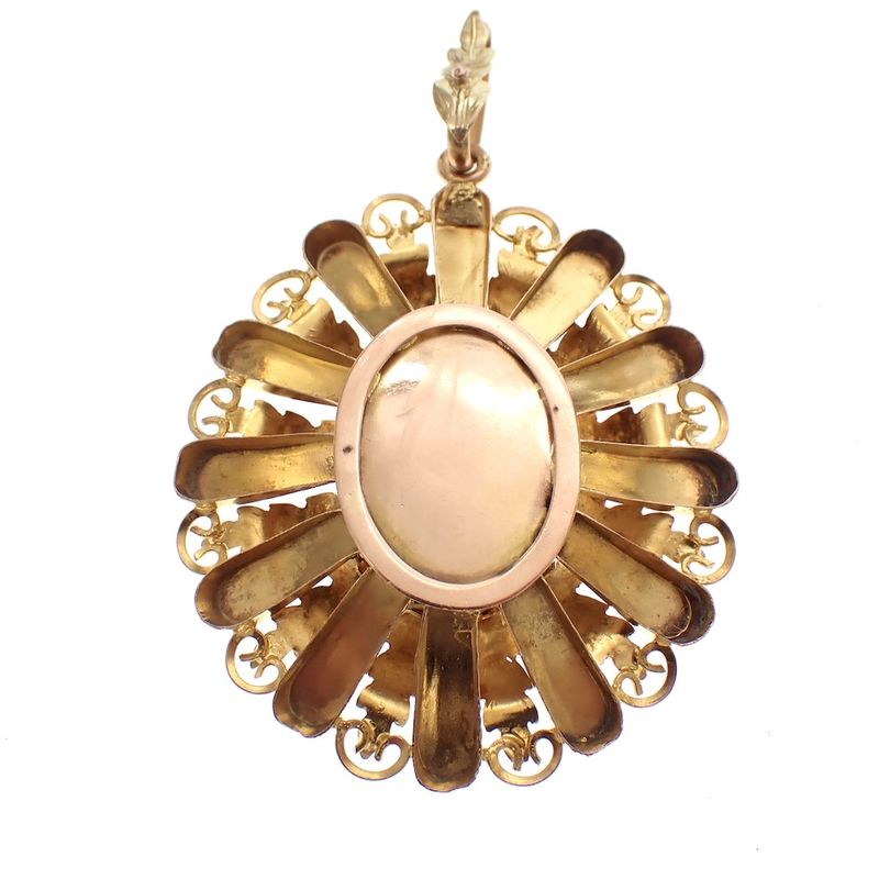 Image 5 of Vintage two-tone gold pendant with enamel portrait