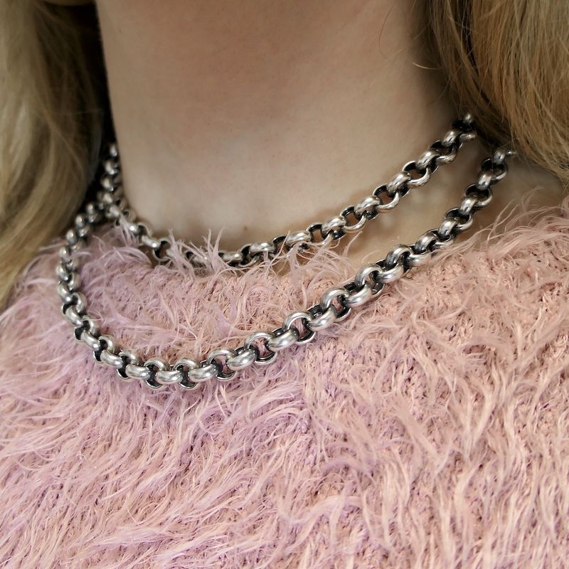 Image 6 of Silver long jasseron necklace | 81 cm