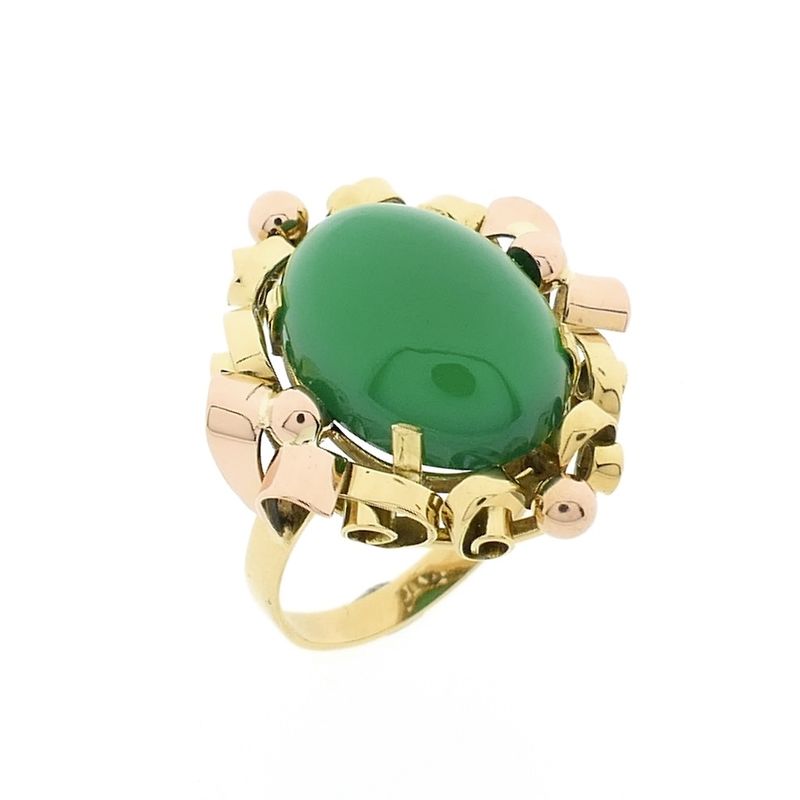 Image 1 of Bicolor ring with jade | Vintage