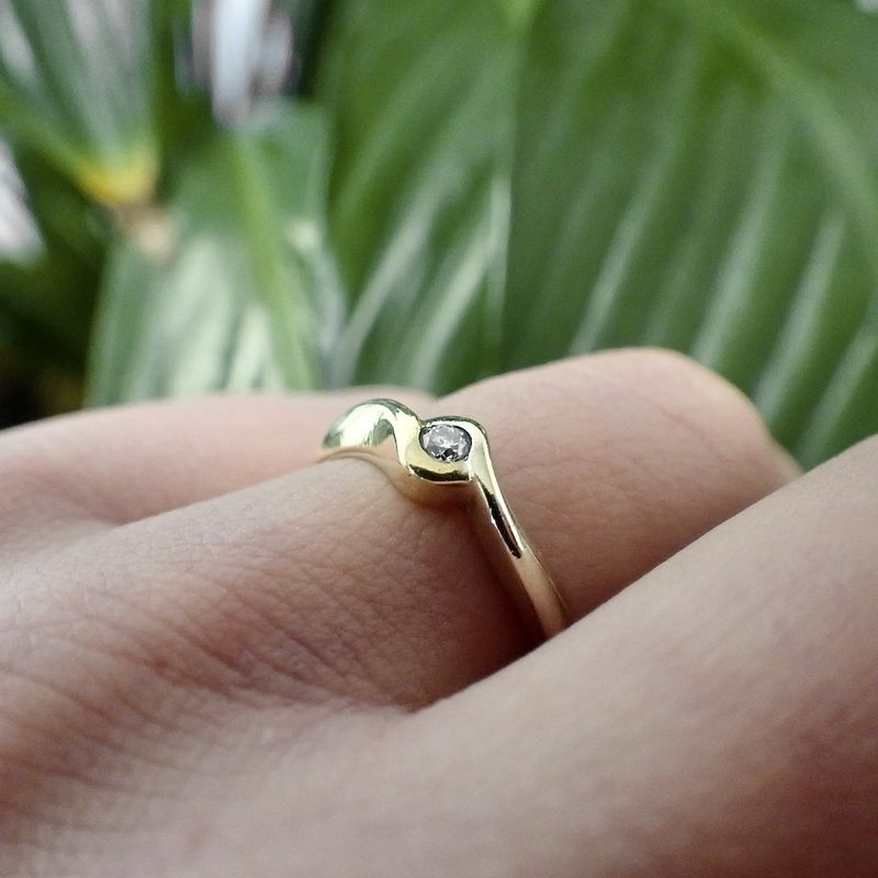 Image 10 of Two-tone gold solitaire ring with diamond; 0.05 ct.