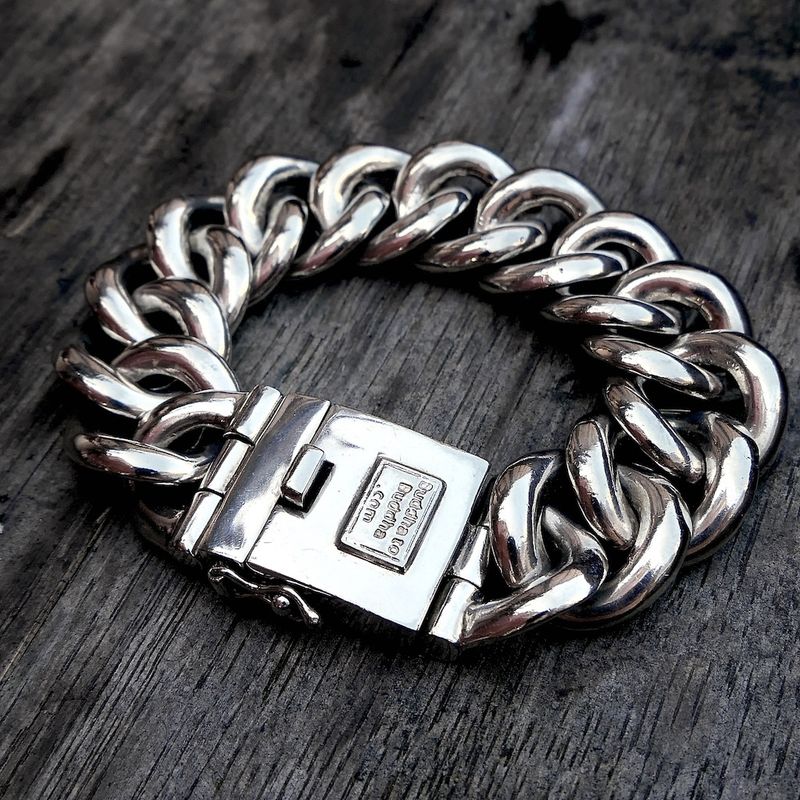 Image 7 of Silver Buddha to Buddha bracelet; Chain XL | 21 cm