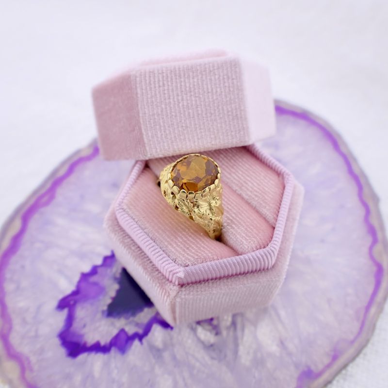 Image 6 of Gold ring with synthetic orange sapphire