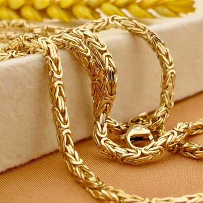 Image 2 of Golden Square Byzantine Link Necklace