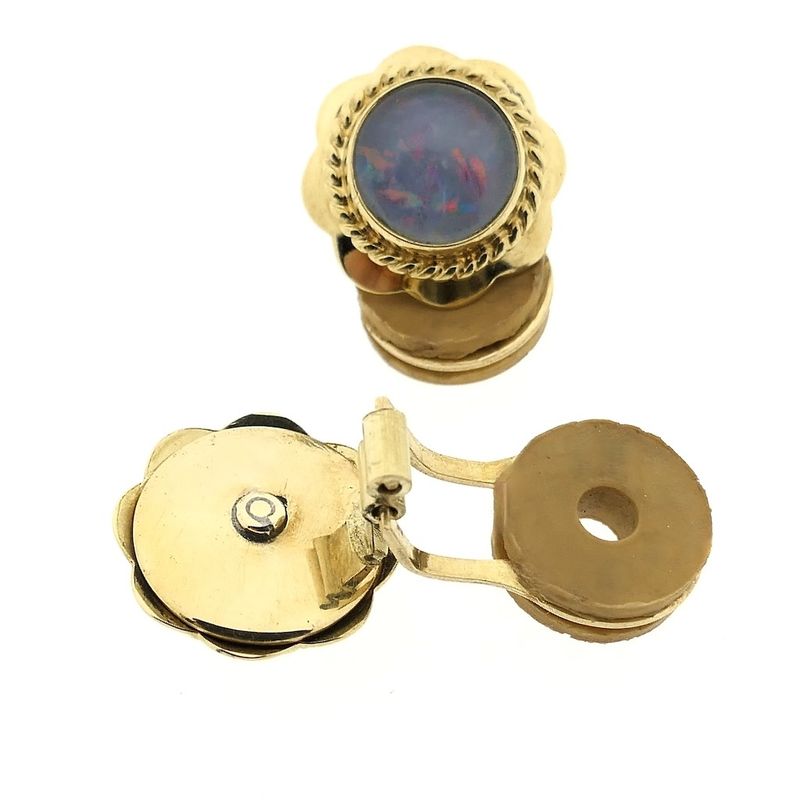 Image 7 of Gold clip-on earrings with precious opal | Vintage