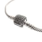 Image 2 of Pandora bracelet; Silver; Sparkling snake chain with pavé clasp | 19 cm