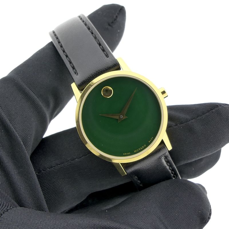 Image 4 of Movado Museum Classic; Gold-plated women's watch with green 'Mother of Pearl' dial; 0607633