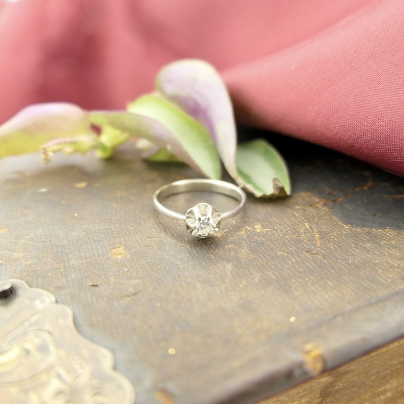 Image 2 of White gold solitaire ring with diamond | 0.15 ct.
