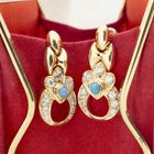Image 8 of Gold earrings with zirconia and turquoise
