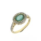 Image 1 of Gold ring with emerald and diamond | 0.16 ct.