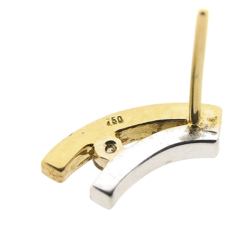 Image 5 of Bicolor gold stud earrings with diamonds