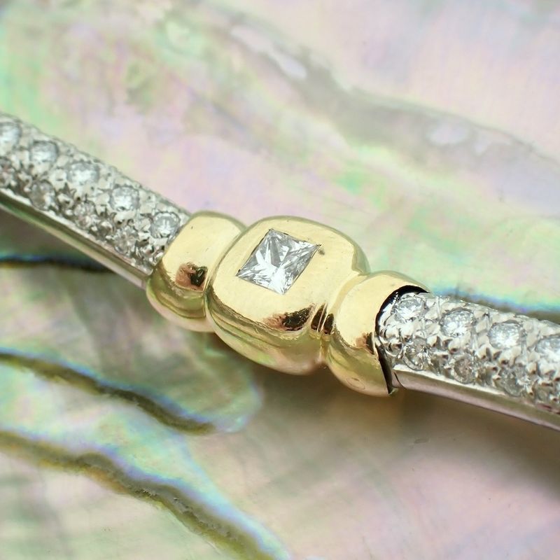 Image 12 of Two-tone gold fantasy link bracelet with diamonds; 2.85 ct.
