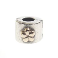 Pandora clip charm; Silver with gold; Golden Flower