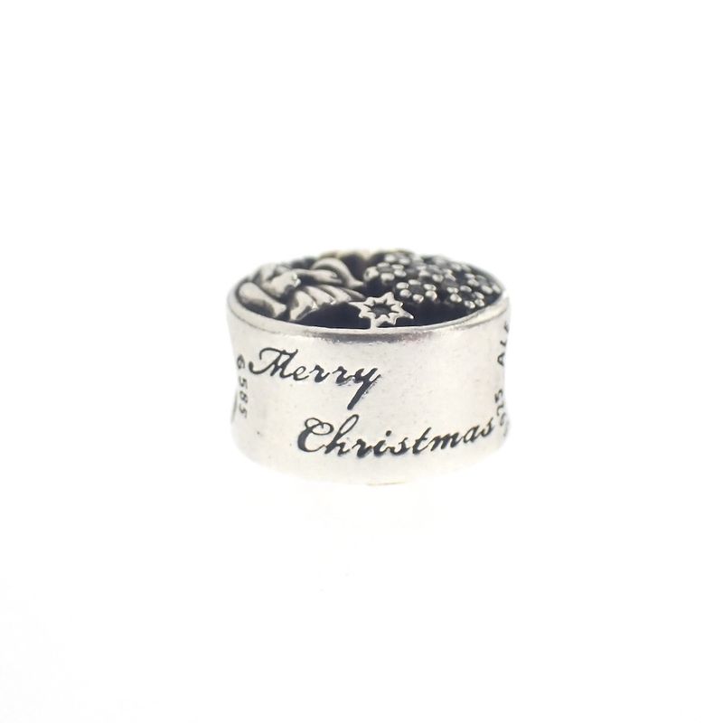 Image 3 of Pandora charm; Silver with gold; Merry Christmas
