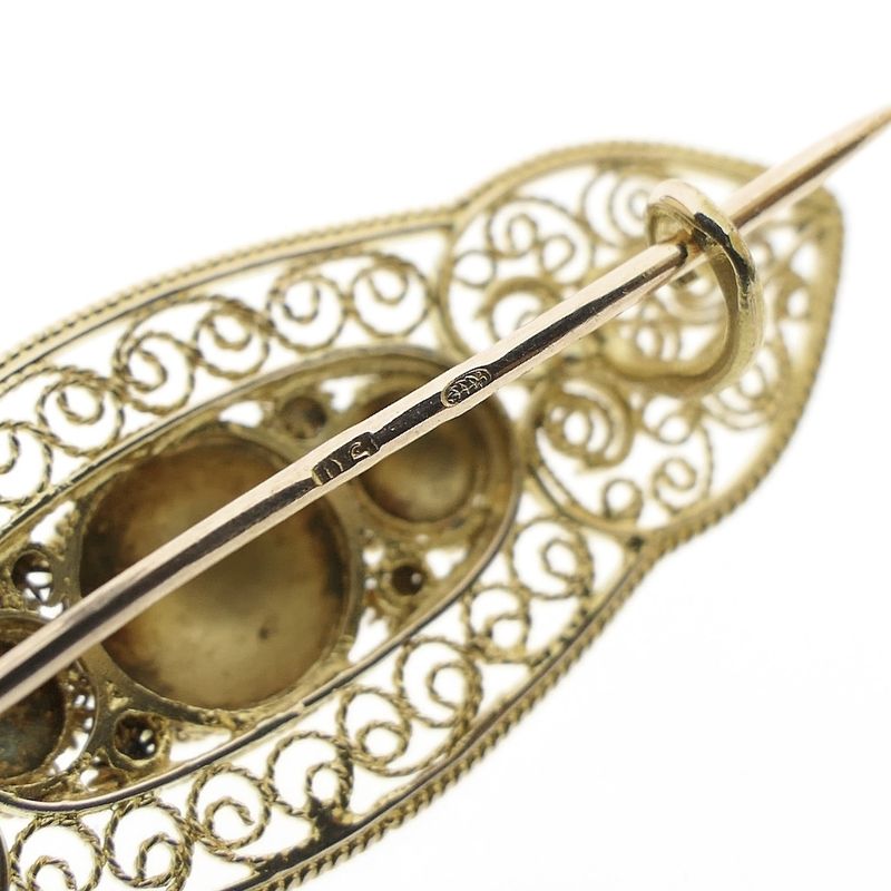 Image 7 of Vintage gold Zeeland button brooch | filigree technique