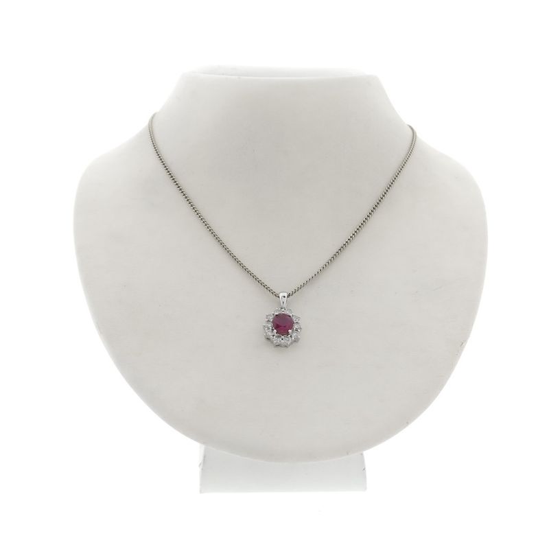 Image 5 of White gold pendant with pink spinel and diamond; 0.70 ct.