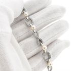 Afbeelding 6 van Witgouden infinityschakel armband met parel en zirconia | 19,5 cm