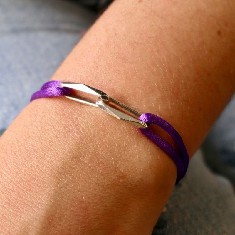 Image 2 of Forever Knots® Purple Satin Bracelet with Silver Link