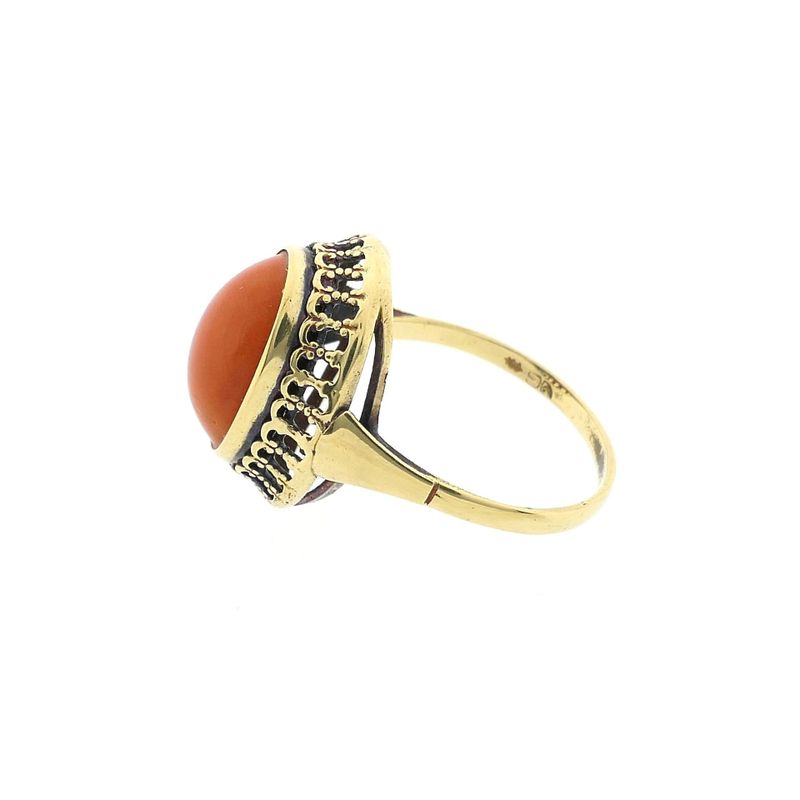 Image 7 of Antique gold ring with red coral