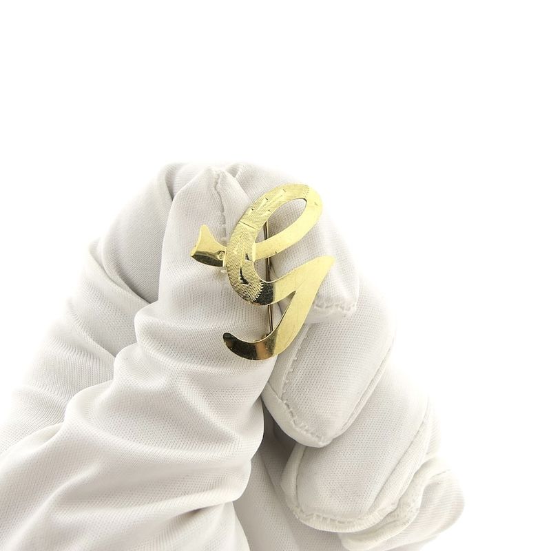 Image 5 of Gold letter brooch; letter G