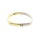 Image 4 of Two-tone gold square solitaire ring with diamond; 0.01 ct.