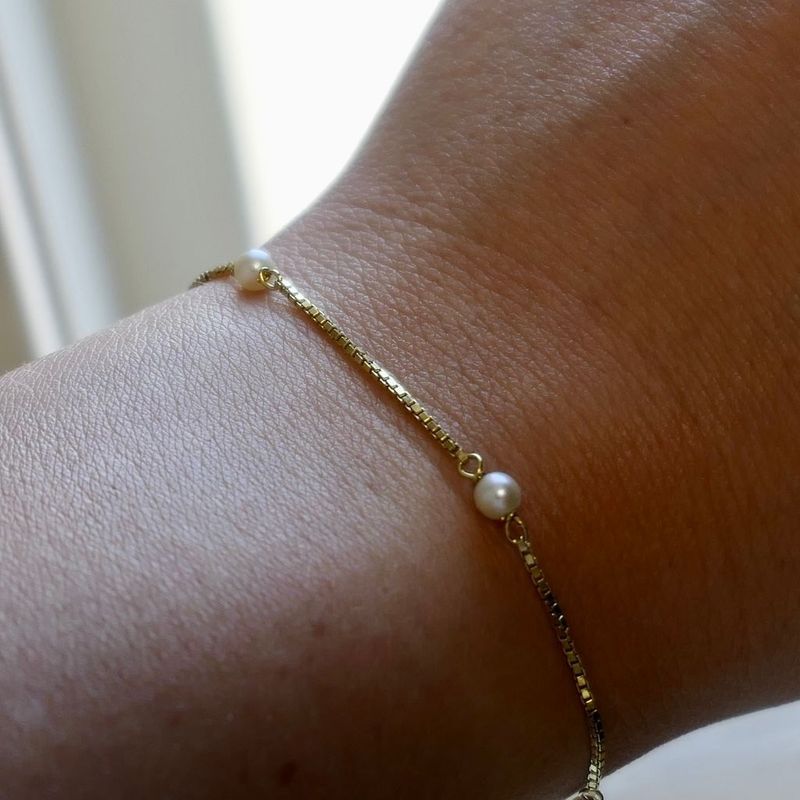 Image 6 of 8K Gold Bracelet with Cultured Pearls