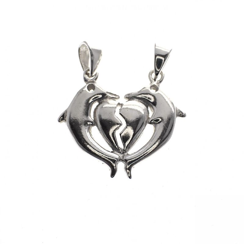 Image 1 of Silver friends pendant; Dolphins