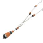 Image 6 of White gold necklace with fixed pendant with onyx, blood coral and diamond 0.74 ct.