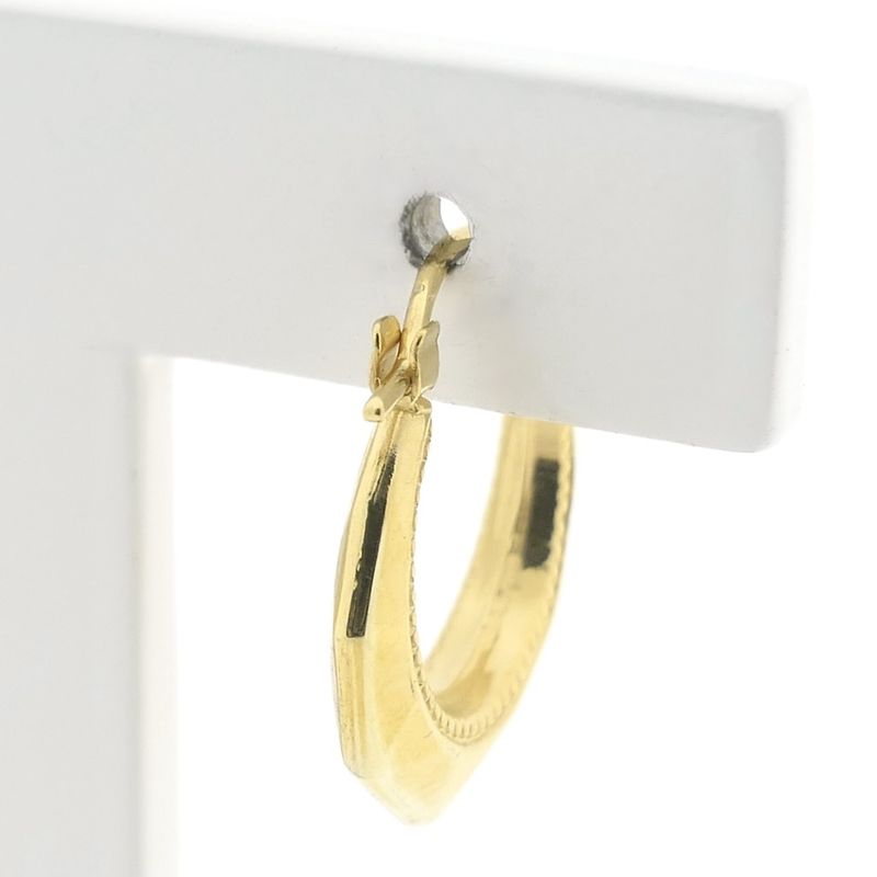 Image 5 of Gold faceted hoop earrings | Ø 17 mm