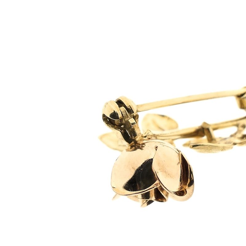 Image 10 of 8-karat bicolor brooch; Vintage/antique | Rose