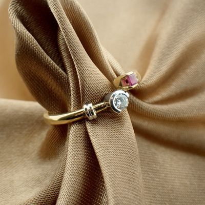 Image 2 of 18K Gold Ring with Ruby and Diamond | 0.07 ct.