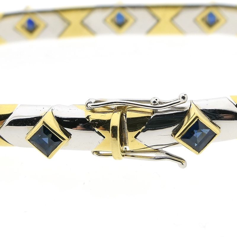 Image 6 of Two-tone gold fantasy bracelet with sapphire