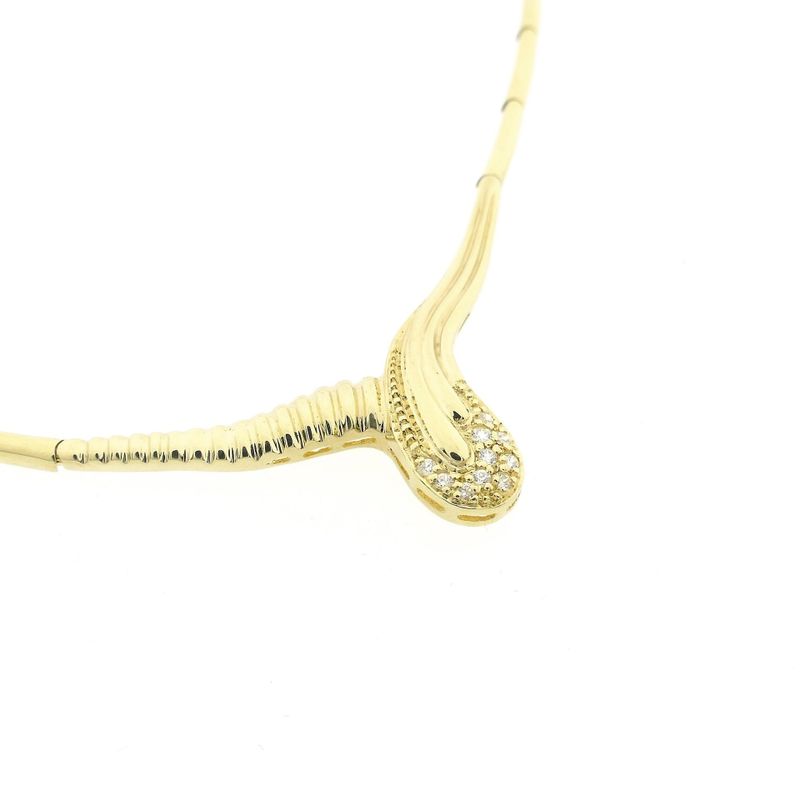 Image 4 of Gold bar link necklace with fixed pendant and zirconia