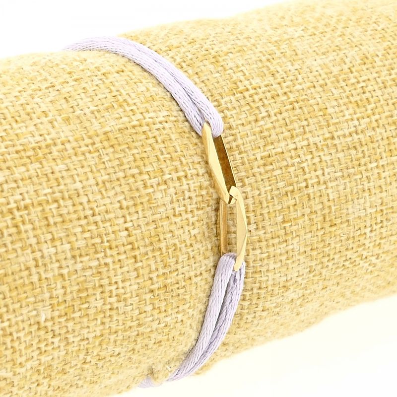 Image 6 of Forever Knots® Handcrafted Lilac Satin Bracelet with Gold Link