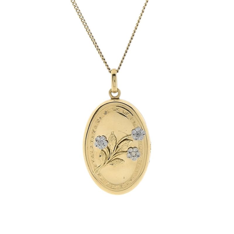 Image 9 of 18K Two-tone medallion pendant with rose-cut diamonds | 0.03 ct.