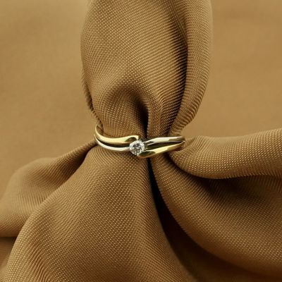 Two-tone gold solitaire ring with 0.08 ct. diamond | Diamonde Image 2 of Two-tone gold solitaire ring with 0.08 ct. diamond | Diamonde