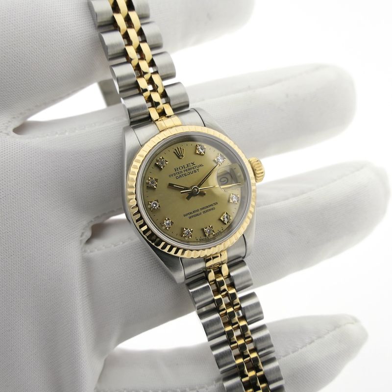 Image 11 of Rolex Lady-Datejust 26mm 69173; 18k. Vintage 18k. gold/steel women's watch with diamonds