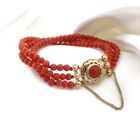 Image 8 of Red coral beads bracelet with gold clasp; Antique | Ø 53.8 mm